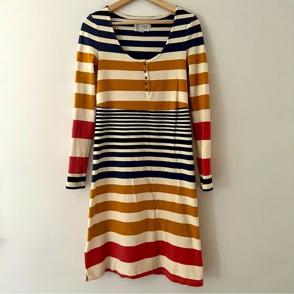 Saturday Sunday Anthropologie Dress Ribbed Striped Midi Size Small - Picture 1 of 10